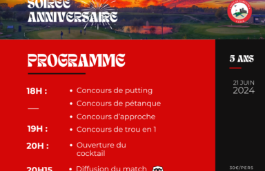 Programme soirée d'anniversaire Golf de Garonne